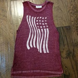 Burgandy American Flag Tank Top